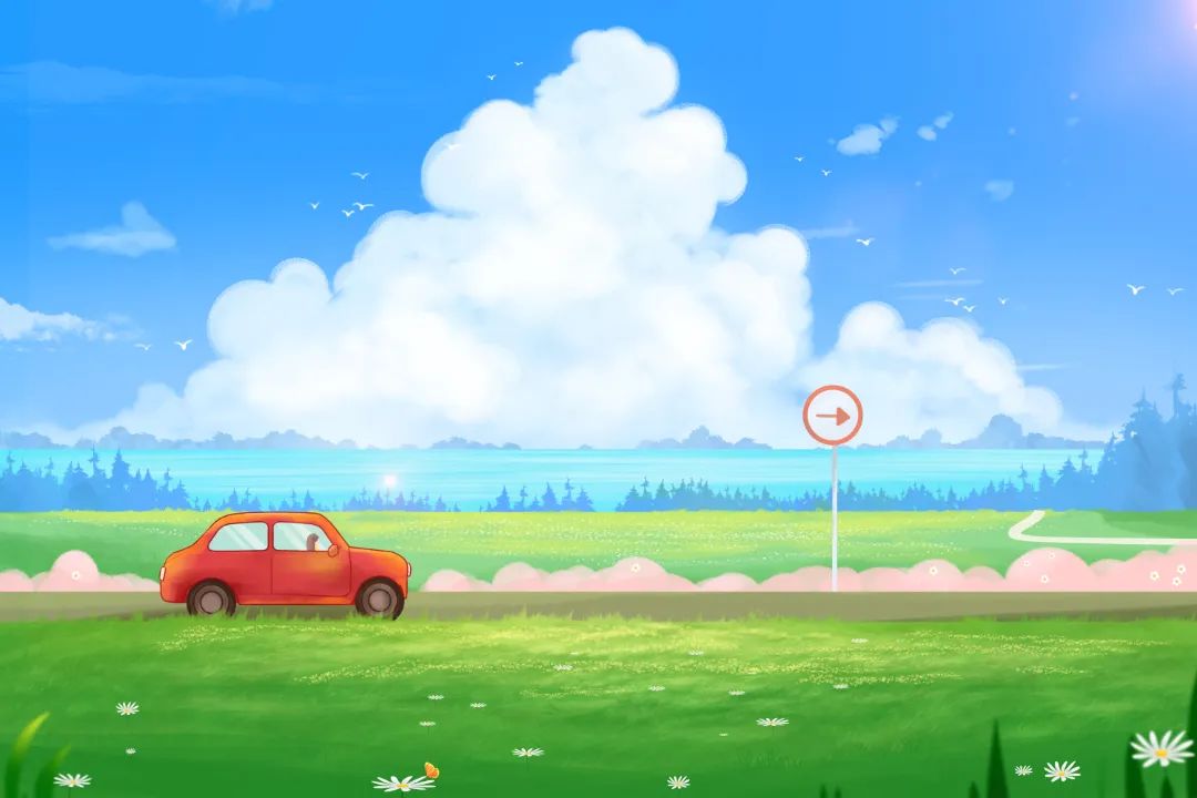 摄图网_402142303_春天唯美治愈踏青自驾游插画背景(非企业商用).jpg 图片